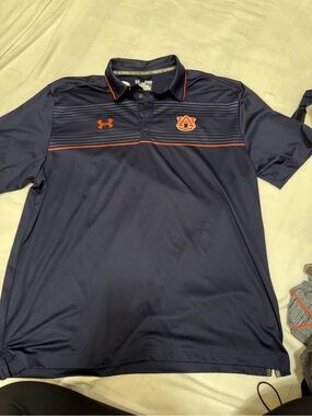 Under Armour Navy Polo with Orange Auburn Accents